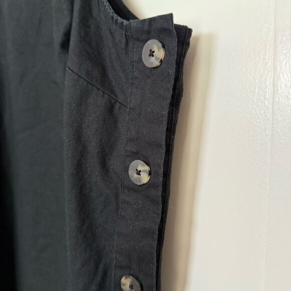 Madewell Linen Dress Minimalist Lagenlook Sz 3X Sleeveless Side Buttons V Neck - Picture 4 of 9